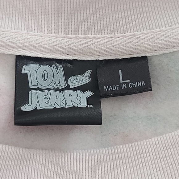 Tom & Jerry Sweatshirt Large Comic All Over Print Cartoon Fleece NWT Orange Pink - Picture 3 of 10